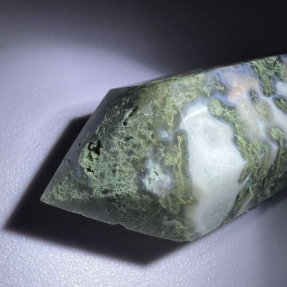 Moss Agate Crystal Double Terminated Point (#4) - Picture 9 of 12